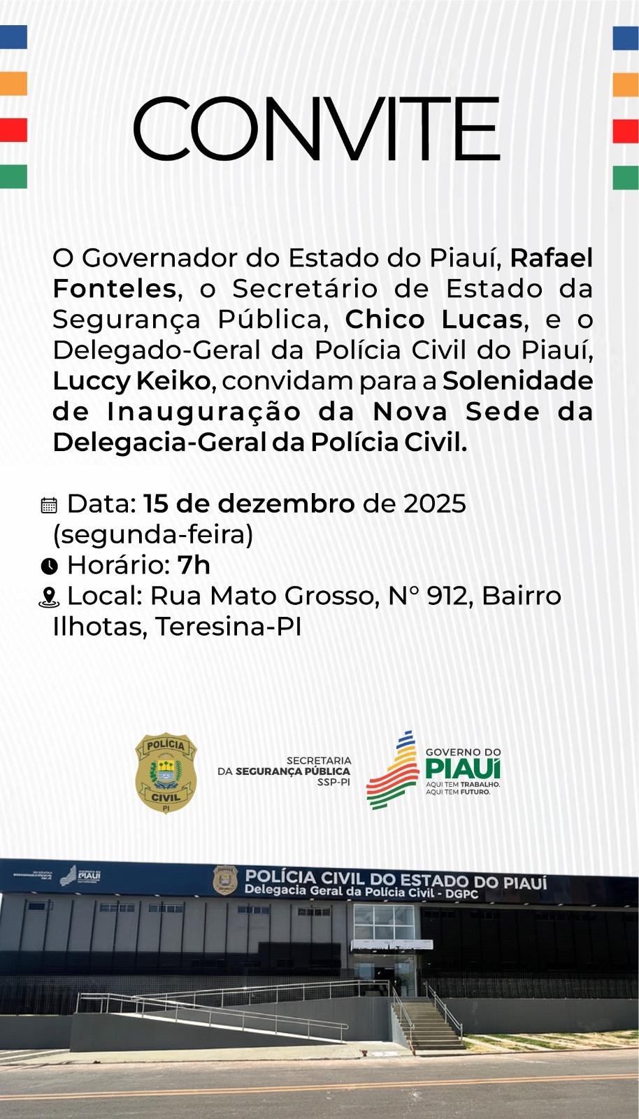 Governo do Piauí inaugura Delegacia-Geral da Polícia Civil nesta segunda-feira (15)
